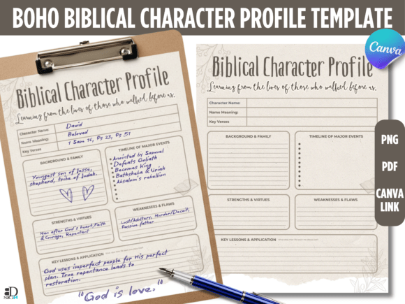 Boho Biblical Character Profile Template