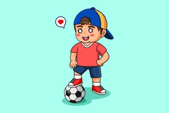 Capturing the Spirit of Youth Sports: The Little Boy Playing Soccer Illustration