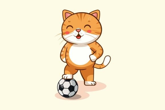 Cute Orange Tabby Cat Playing Soccer: A Playful Illustration Driving Creative and Commercial Innovation