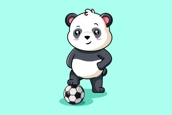 Cute Panda Playing Soccer: A Playful Fusion of Sport and Kawaii Design