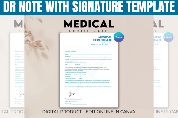 Editable Dr Note with Signature Template