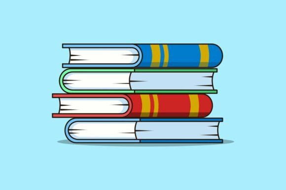 Evaluating the Pile of Colorful Books Flat Design for Educational Projects