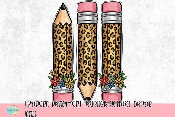 Leopard Pencil Art Teacher School Decor PNG: Elevating Educational Aesthetics