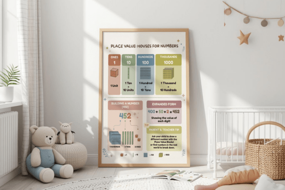 Place Value Houses Math Poster for Kids: A Visual Tool for Building Number Sense