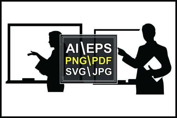 Silhouettes Teaching at Whiteboards Pointers