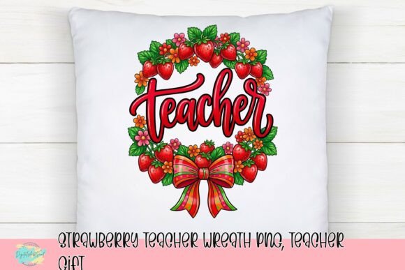 Strawberry Teacher Wreath PNG: A Practical Teacher Gift Asset