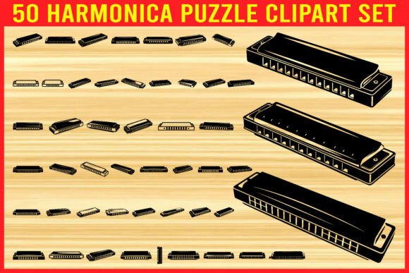 Unlock Creative Potential with the 50 Harmonica Puzzle Clipart Vector Set
